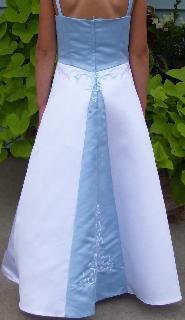 baby blue and white Flower girl gown